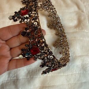 Ornate Gold Tiara with Multicolored Gems